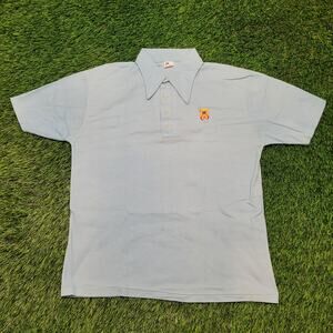 VTG 70s "Disco Collar" Shriners Polo Shirt Mens L 22" Chest Logo 7 USA Made